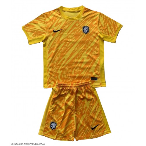 Camiseta Países Bajos Portero Segunda Equipación Replica Eurocopa 2024 para niños mangas cortas (+ Pantalones cortos)